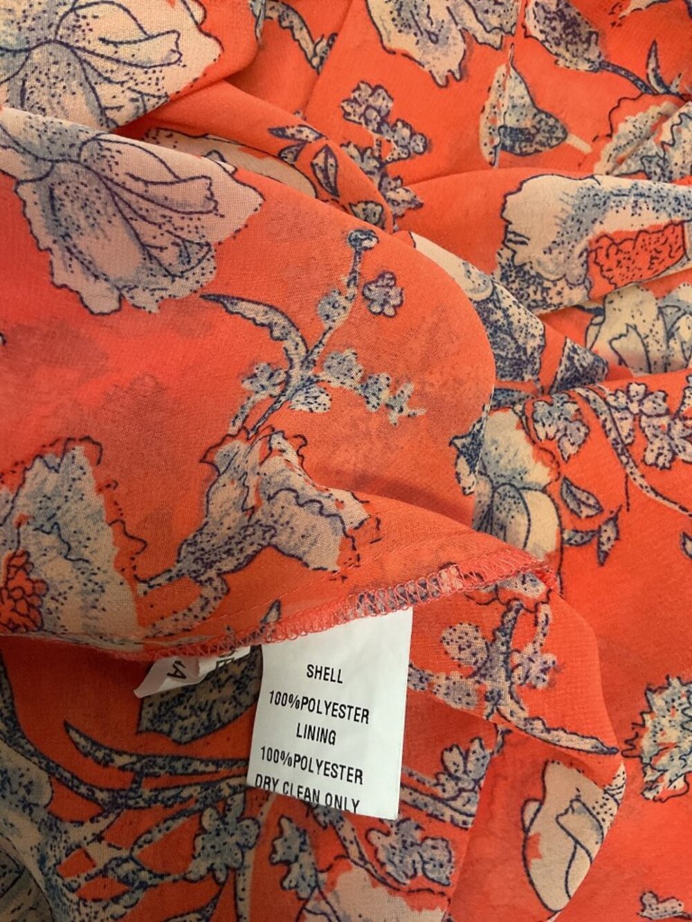 Floral Print Long-Sleeve Dress With Deep V-Neck & Waist Tie By Hazel Size M - Picture 6 of 6